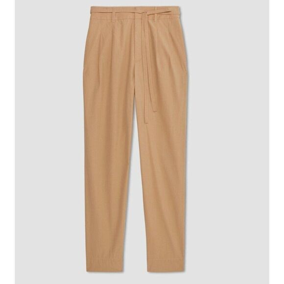 NEW Everlane Size 2 The Poplin Pleated Taper Pant‎ in Caramel Tan Tapered - Picture 12 of 12